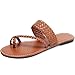 Chaoslook Women's Flat Sandals Casual Summer Sandals Dress Fashion Round Open Flip Flop Thong Sandals Braided Brown Size 8