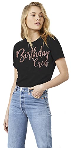 "Birthday Squad Shirts for Women - Glam Rose Gold T-Shirt - Womens Party Supplies - Small - Black Tee(Squad RsG) Blk/Sml"2