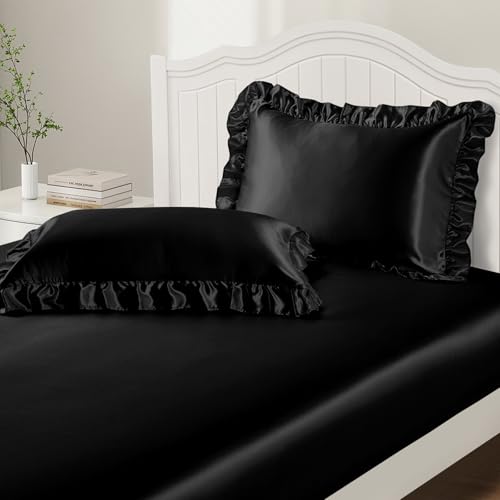 P Pothuiny 3-Piece Satin Bed Sheet Set
