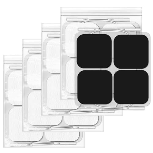 Image of 32PCS TENS Unit Pads (2 inchx2 inch), Reusable Self-Adhesive Electrodes Pads with 0.2mm Connector, Latex-Free, Hypoallergenic & Compatible with TENS /EMS