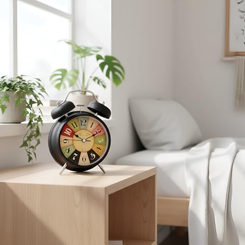 Image of Digital Alarm Clock Style Classic Analog Twin Bell Alarm Clock for Bedroom | Loud Alarm Desk Table Clock, Heavy Sleepers | Vintage Retro Clock for Home, Office, Study Table, Dcor