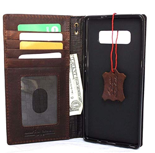 Genuine Leather Case For Samsung Galaxy Note 8 Book Wallet Cover Brown Handmade Retro Luxury Cards Slots Slim Daviscase 1948 #TOP5