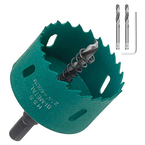 Suiwotin 2 3/8 Inch/60mm Hole Saw BI-Metal Wood Hole Saw Tools Hole Saw Hole Cutter, Speed Slot, Cut Smooth and fast for Cornhole Boards, Wood, Plastic, Metal, Drywall, Fiberboard