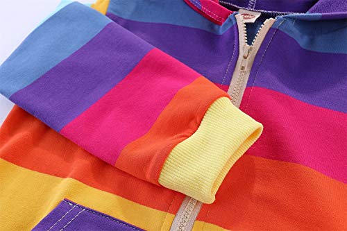 Image of Mud Kingdom Boy Zip Up Hoodie Sweatshirt with Hood Rainbow Patchwork