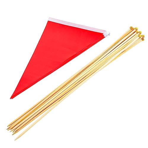 BCOATH 10pcs Landscape Marker Flags Sturdy Poles Red Ground Marking Flags for Surveying Construction Dog Training