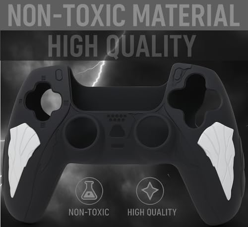 Image of DEADSKULL Thunder Edition Silicone Controller Sleeve, Anti-Slip Protective Cover Skin Compatible with PlayStation 5 Controller, Compatible with DualSense Wireless Controller (Black & White)