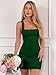 BORIFLORS Women's Sexy Bodycon Corset Mini Dresses Square Neck Ruched Sleeveless Club Party Short Dress, X-Small, Dark Green