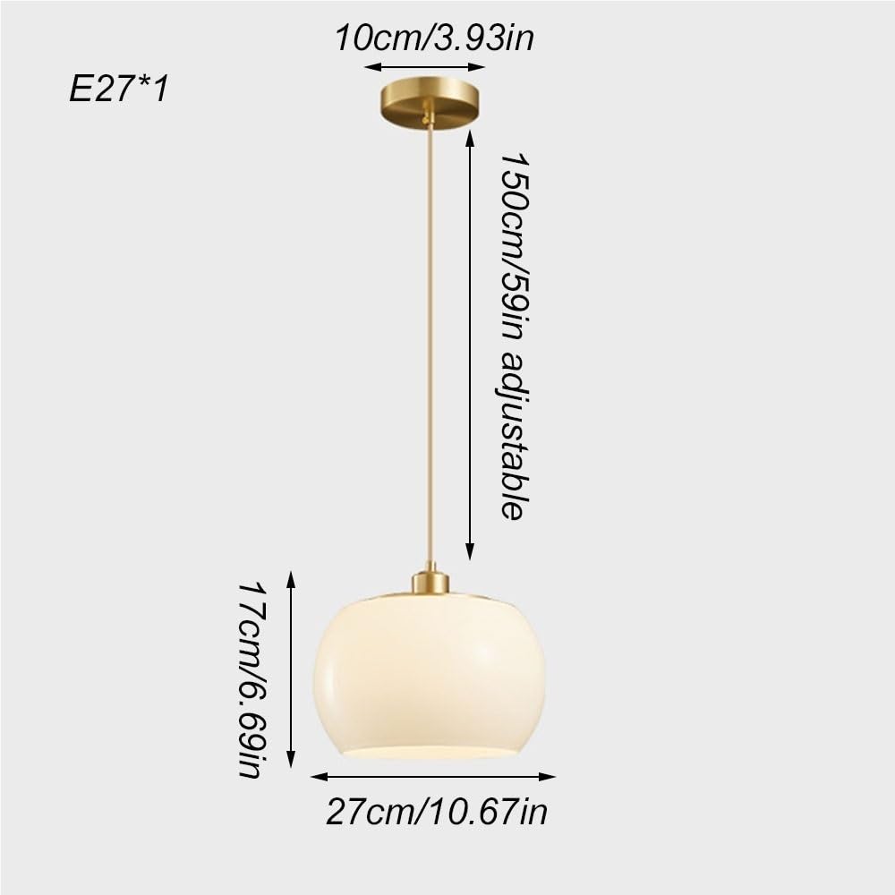 Nordycka nowoczesna lampa wisząca jednogłowicowa mlecznobiała kryształowa lampa wisząca w stylu wiejskim z podstawą E26 szczotkowany mosiądz przemysłowy lampa wisząca z regulowanym kablem do jadalni