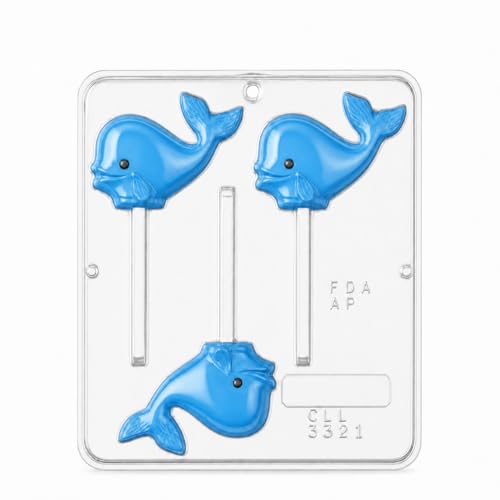 Whale Lollipop Chocolate Candy Mold 3321, 3 Cavities, Each Piece Approximately 3.5