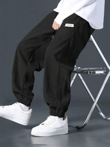 Image of KOTTY Men's Solid|Button|Wide|Loose fit|Corduroy Trousers & Pant for Men