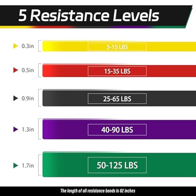 Non Latex Resistance Bands, Pull Up Assistance Bands, Exercise Bands Resistance, Workout Bands Resistance for Men and Women, Stretch Bands for Exercise, Physical Therapy, Fintness, Training