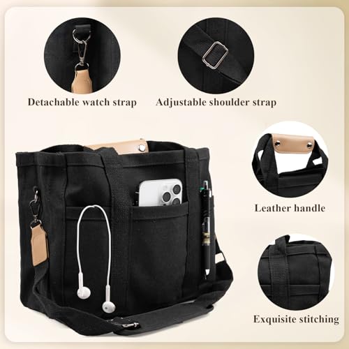 Tote Bags Unisex Extra Large Bolso de Lona Multi-Bolsillos miniatura 4