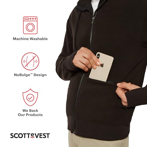 SCOTTeVEST Microfleece Hoodie for Men - 21 Hidden Pockets - Warm Fleece Zip Up Sweatshirt for Travel & More2
