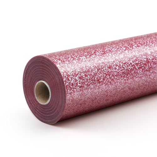 LOKLIK Rouleau Rose de Vinyle Pailleté Transfert de Chaleur Thermocolant Tissus Vêtement 1 pc 30.5 x 90 cm, Standard