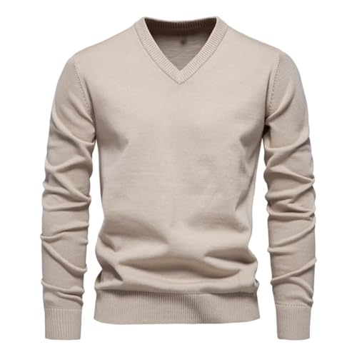 Men's Business Casual Knit Sweater V-Neck Solid Long Sleeve Thin Wool Sweaters3