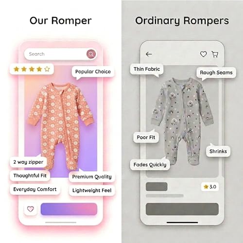 Image of The Mom Store Baby Zipper Romper for Boys and Girls Combos | Cotton | Soft and Comfortable Infant Bodysuit | Trendy Stylish Sleepsuit Nightsuit for Newborn Baby | Printed | Unisex Sleep Wear