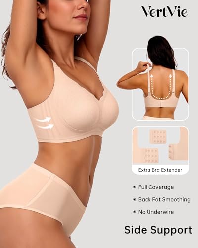 Image of Vertvie Women Seamless Jelly Bras No Underwire Supportive Wireless Push Up Full Coverage Bralette Comfy Scalloped T-Shirt Bra