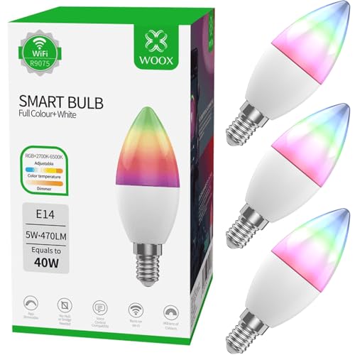 WOOX WiFi Colour Changing Smart Light Bulbs, Works with Amazon Alexa, Tuya and Google Home (E14 Candle 3 Pack) WOOX WiFi Colour Changing Smart Light Bulbs, Works with Amazon Alexa, Tuya and Google Home (E14 Candle 3 Pack)