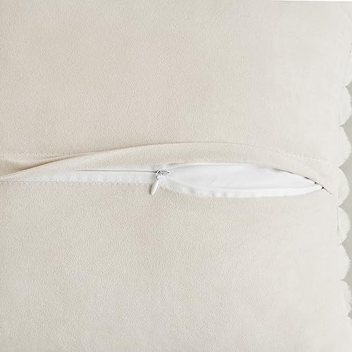 MIULEE Plüsch Kissenbezug 40x40 Weihnachten Deko Flauschige Kissenbezüge Kunstpelz Fell Sofakissen Flauschig Dekokissen Kissenhülle für Wohnzimmer Schlafzimmer Sofa Kuschelkissen Weiß 2er Set