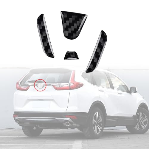 Image of Bilisin Compatible with Rear Tailgate Insert Emblem Logo Carbon Fiber Emblem Badge Decal Cover Trim with Strong Adhesive for Honda CRV 2012-2017 Black
