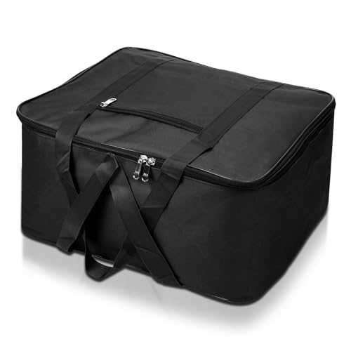 Image of Kuber Industries Storage Bag | Polyster Zip Closure Clothes Storage Bag | Underbed Storage Bag | Wardrobe Organiser with Handle | Net Attachi Bag | Large | Black