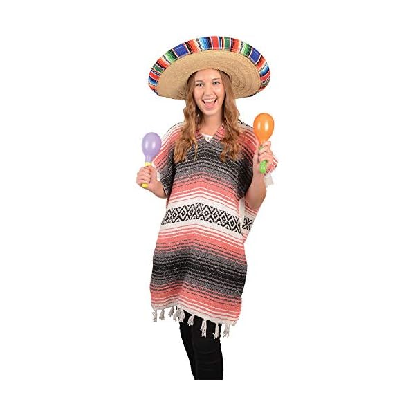 Giftexpress mexican sombrero hat adults with serape trim, 21" wide authentic for cinco de mayo, straw sombrero with band - image 5