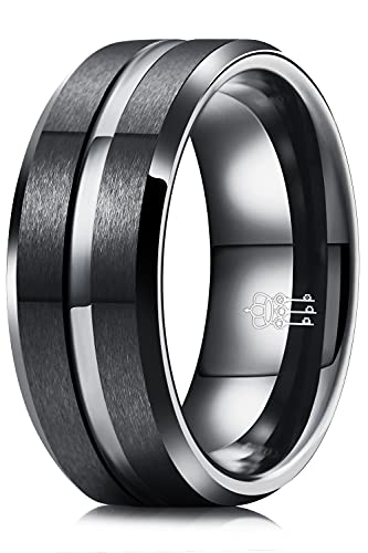 Alliance en tungstène pour homme cadeau d'anniversaire anneau bleu noir 8mm