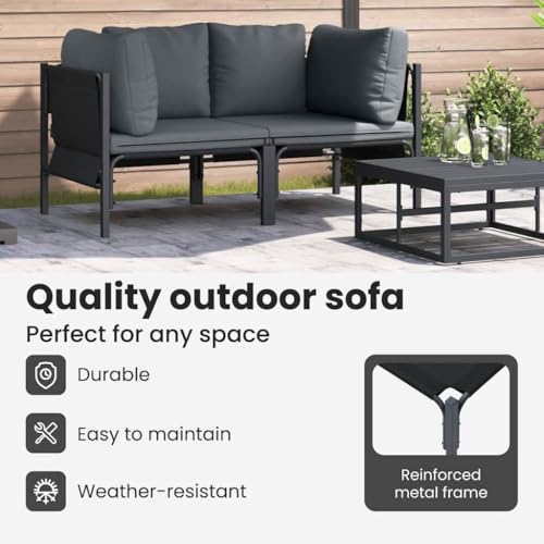 Ensemble de Meubles de Jardin Anthracite avec Canapé Moderne 80x80 - 5