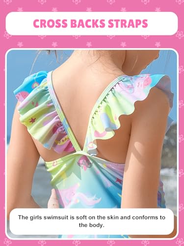 Image of Angel season Girls Swimsuits Kids Bathing Suit One Piece Swimwear with UPF 50+ Cute