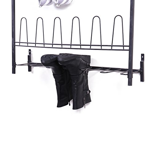 Mygift Black Metal Wall Mounted Boots And Shoe Rack, 18 Pair Entryway Shoe Storage Organizer Stand #TOP2