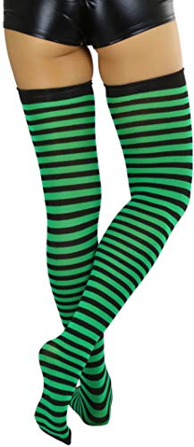 Image of ToBeInStyle Women's Opaque Hosiery Thin Striped Thigh High Long Stocking