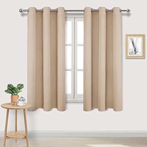 Image of DWCN Beige Blackout Curtains Room Darkening Grommet Thermal Insulated Light Blocking W 38 x L 63 Inch Length Curtain Panels for Bedroom Living Room, Set of 2 Thick Panels