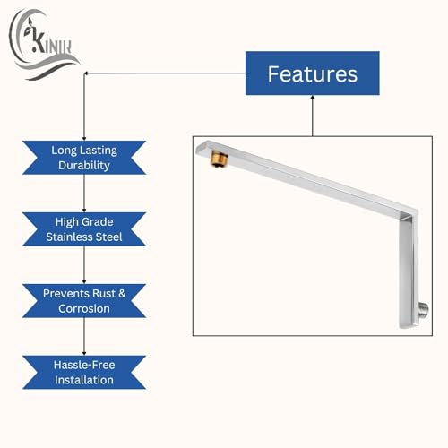Image of KINIK 18-Inch (L) Type Stainless Steel Wall Mounted Shower Arm for Bathroom & Home /Shower Aram Only for Any type of Shower Head