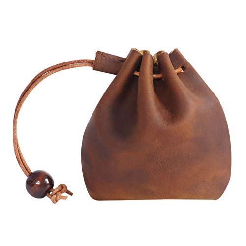 Toyvian Billeteras De Hombres Cuero Original Leather Drawstring Pouch, Coin Purse, Medieval Style Leather Coin Bag Change Holder for Men Woman ( ) Renaissance Bag