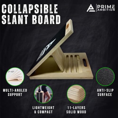 Image of Physical Therapy Slant Board - Collapsible Stretching Wedge for Calf, Achilles, Ankle & Knee Rehab - Portable 5-Angle Incline Board for Recovery & Flexibility Training