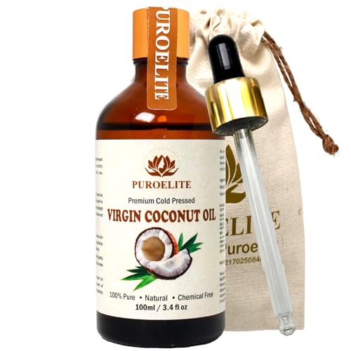 Image of Premium Cold Pressed Virgin Coconut Oil,100% Pure & Natural for Face, Hair & body Glass bottle with dropper 100 ml