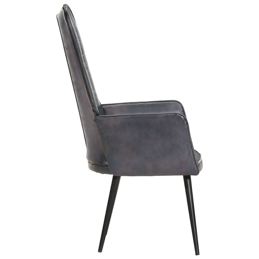 Sillón orejero de Cuero auténtico Gris,Mobiliario,Sillas,Sillones,6.9kg-339649