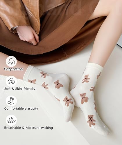 Image of IIG 5 Pairs Womens Novelty Cute Crew Socks Colorful Funny Ankle Socks Gifts for Womens Socks