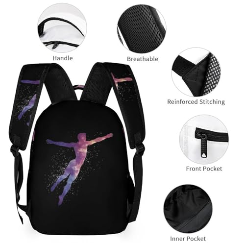 Gymnastics Man Cute Backpacks Set Lightweight Lunch Bag Aesthetic Pencil Cases for Travel Work3