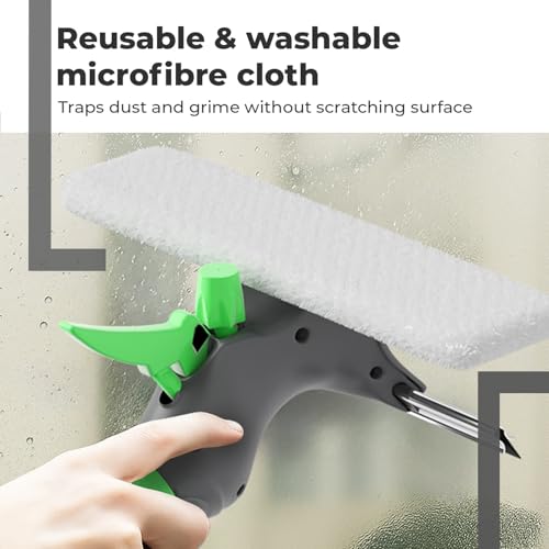 Image of Lifelong 3-in-1 Spray Mop | Clean Shave Car Window Cleaner, Glass Wiper for Mirror & Stove | Refillable Bottle & Reusable Microfiber Pads - Streak-Free Shine