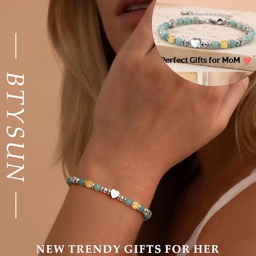 Christmas Gifts for Women, Stocking Stuffers for Teens Beaded Bracelets for Women Gifts for Mom Christmas Gift Mothers Day Gift for Grandma Daughter Bonus Mom Nature Stone Bead Bracelet Graduation Jewelry for Her 2026