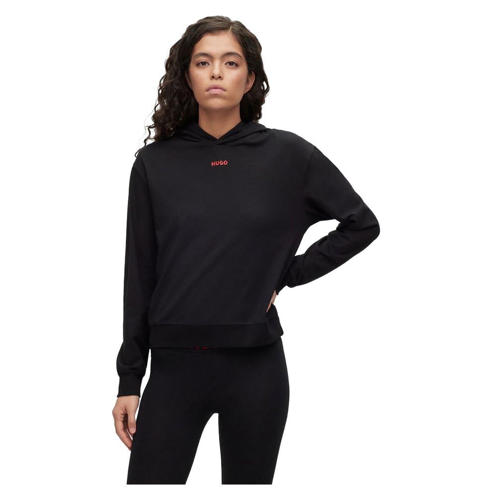HUGO Women's Shuffle_Hoodie LOUNGEW_Sweatshirt, Black1, L