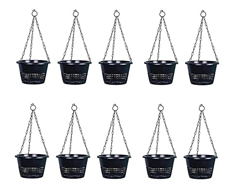 Orchid pots 8 inch Hanging with Metal Chain (Black) - Pack of 10 (B09PGP3X8J) Amazon Price History, Amazon Price Tracker