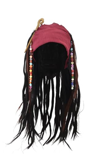 Odtrzi Pirates Dreadlock Wigs Set for Men Women Halloween Cosplay Costume With Wig Beads Bandana Retro Hair Stick Set