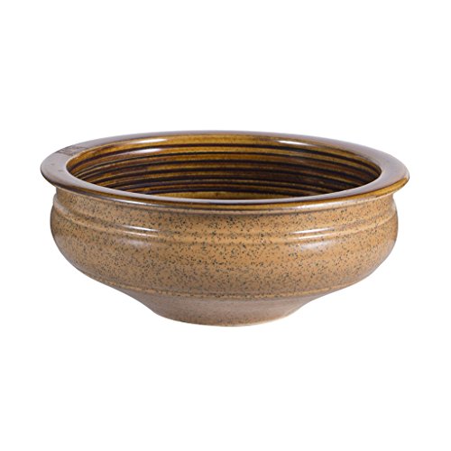 Caffeine Ceramic Handmade Mustard Studio Serving Bowl 6 inch (Set of 1)
