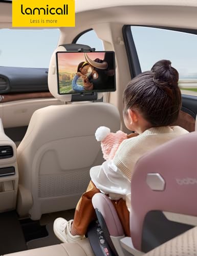 Image of Lamicall Tablet Holder for Car Headrest - [Thick Case Friendly] [360 Rotation] Car Tablet Mount for Backseat, Road Trip Essentials for Kids, for iPad Pro, Air, Mini, Galaxy, Fire HD, 6.1-13 inch Tablets