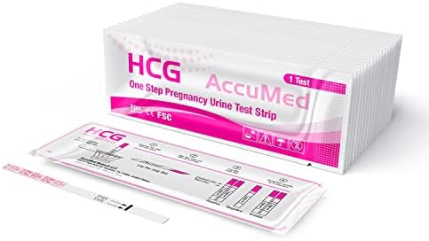 AccuMed Pregnancy Test Strips, 25-Count Individually Wrapped Pregnancy Strips, Early Home Detection Pregnancy Test Kit, Clear HCG Test