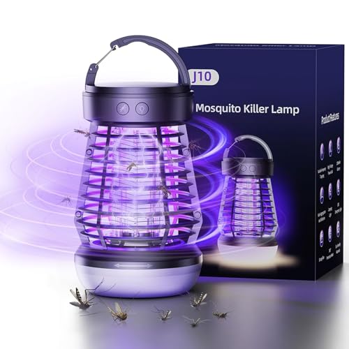 Betensh Lampada Antizanzare, Antizanzare Elettrico Impermeabile, Lampada Zanzare Ricaricabile USB, per Giardino, Interno e Esterno con Spazzola per la Pulizia