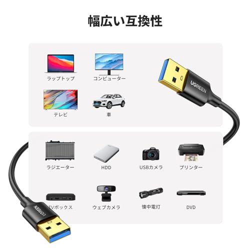undefined UGREEN USB 3.0 ケーブル タイプA-タイプA オス-オス 金メッキコネクタ搭載 高耐久性 USBケーブル 両端 オス 2M の商品画像 6