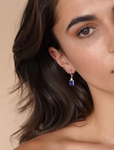 Starchenie Women's Dangle Earrings Sterling Silver Leverback Earrings Princess Brilliant Cut Birthstone Jewelry2